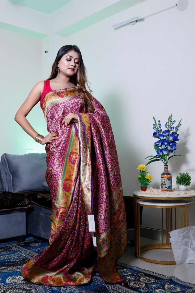 Posmina kani silk red